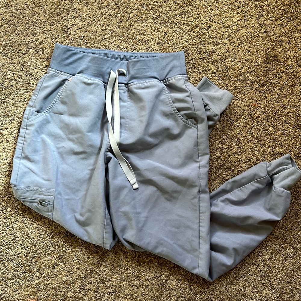 Figs high waisted XS petite vapor blue joggers
